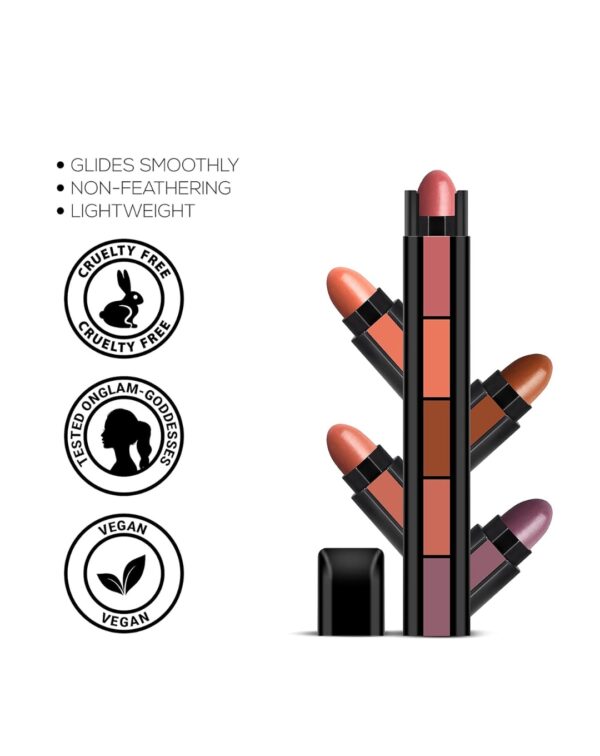 RENEE Fab 5 Matte 5-in-1 Lipstick & See Me Shine Lip Gloss Pink Pow-Wow - Image 4