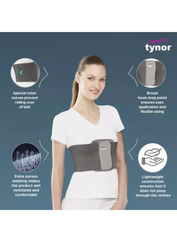 Tynor Rib Belt, Grey-Size-Small